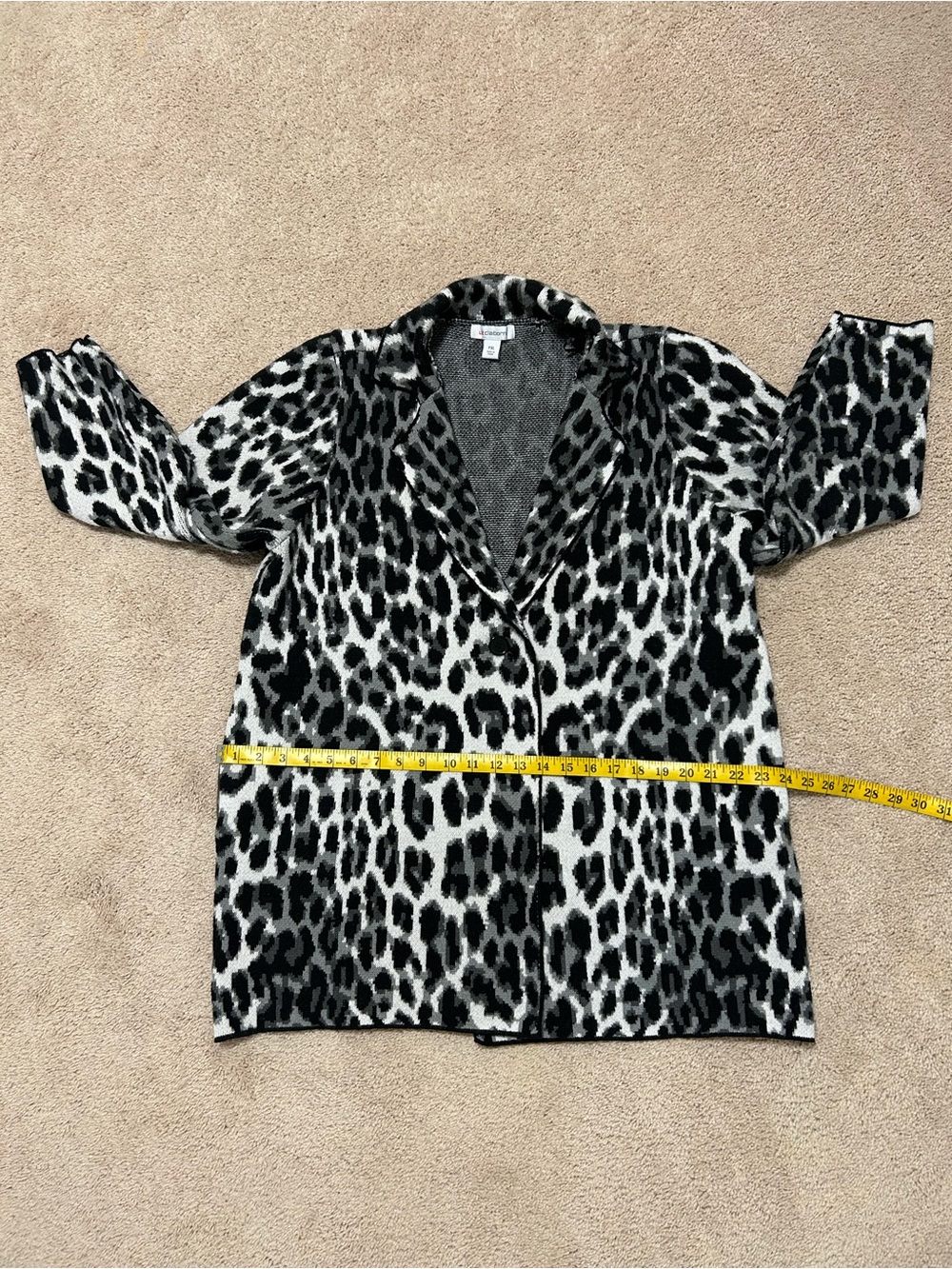 Liz Claiborne Black & White Leopard Print Cardigan Jacket Petite XL